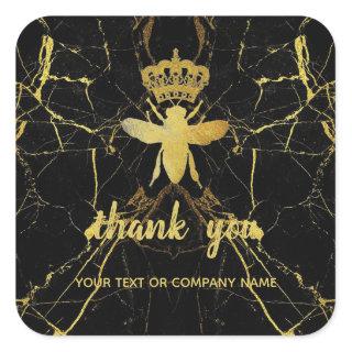 Custom QUEEN BEE Marble Small Business Thank You Square Sticker