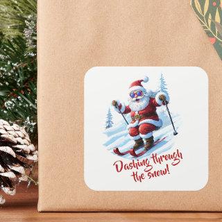 Custom Quirky Fun Santa Claus Funky Christmas Square Sticker