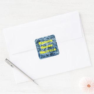 Custom Recycle Shredded Crinkle Paper Photo Square Sticker
