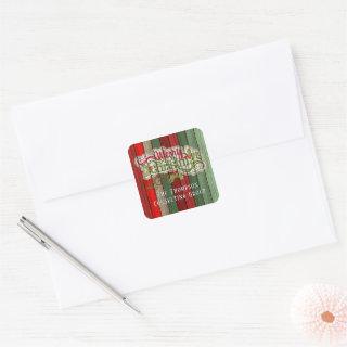 Custom Red Green Weathered Wooden Planks Pattern Square Sticker