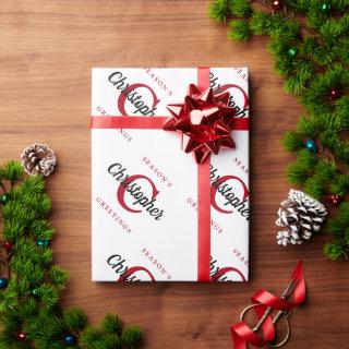 Custom Retro Monogram White Red Black Holiday