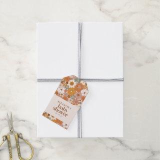 Custom Retro Terracotta Boho Floral Baby Shower Gift Tags