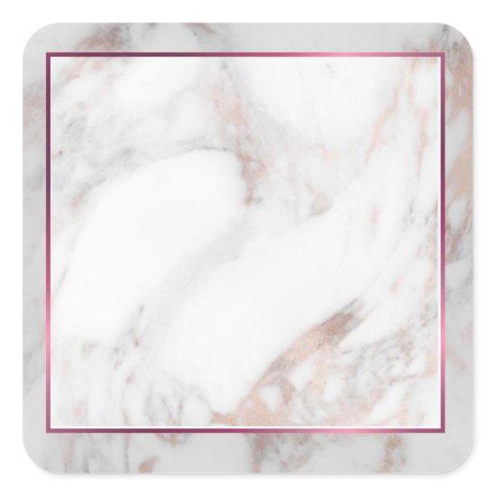 Custom Rose Gold Marble Blank Template Trendy Square Sticker