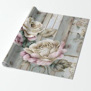 Custom Rustic Vintage Rose and Wood Planks