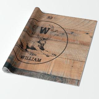 Custom Rustic Wood Texture & Deer Monogram