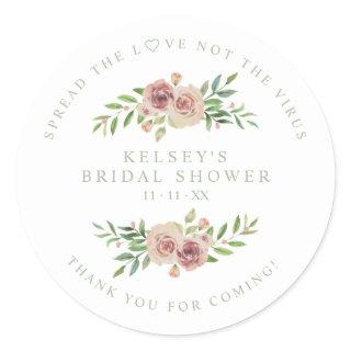 Custom Sage Garland Wreath Bridal Shower Sanitizer Classic Round Sticker