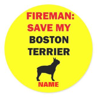 Custom Save My Boston Terrier Classic Round Sticker