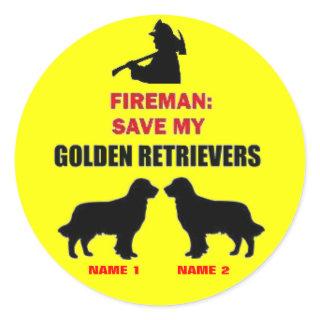 Custom Save My Golden Retrievers Classic Round Sticker