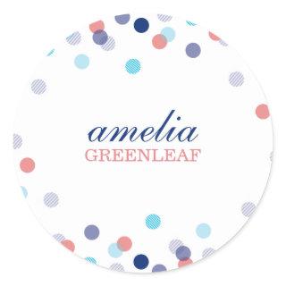 CUSTOM SEAL cute confetti dot pattern coral blue