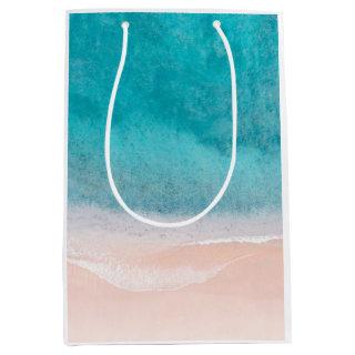 Custom Seaside Beach Blue Sea Sand Template Medium Gift Bag