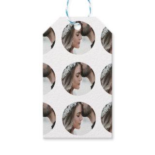 custom simple add circular photo collage add name  gift tags
