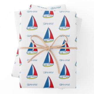 Custom Simple Sailboat Classic Baby Boy Nautical   Sheets