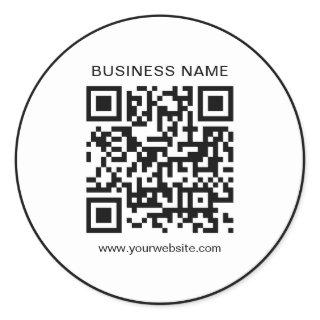 Custom Simple Template Business QR Code White Classic Round Sticker