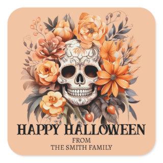 Custom Sugar Skull Halloween Square Sticker