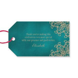Custom Teal and Gold Indian Style Thank You Gift Tags