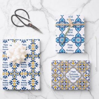 Custom text 💙💛 3 Blue and yellow Azulejos,  Sheets