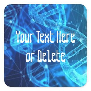 Custom Text Blue Double Helix DNA Strand Science Square Sticker