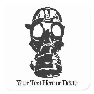 Custom Text/Color Black Retro Gas Mask Respirator Square Sticker