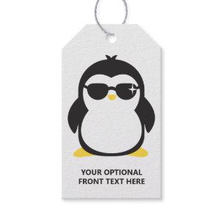 Custom text cool penguin gift tags