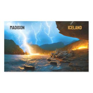 Custom Text Iceland Rectangular Sticker