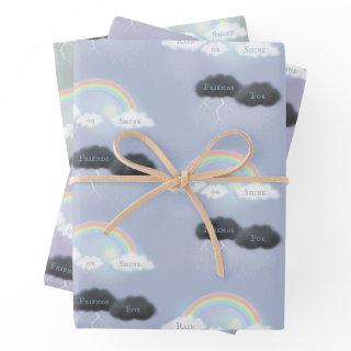Custom Text on Clouds & Rainbows "Rain or Shine"  Sheets
