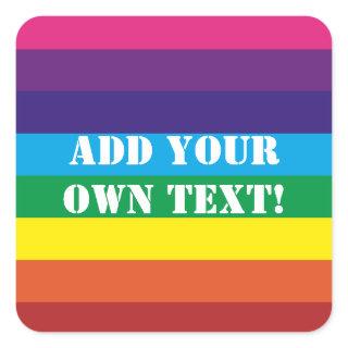 Custom Text Rainbow Stripes Sticker