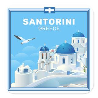 Custom Text Santorini Greece Square Sticker