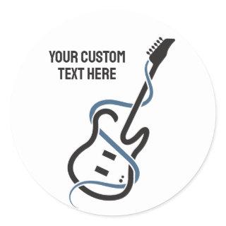 Custom Text Stylized Guitar Classic Round Sticker