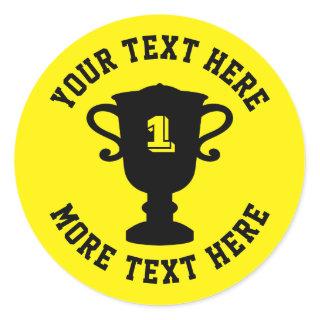 Custom trophy cup 1st place prize award classic round sticker