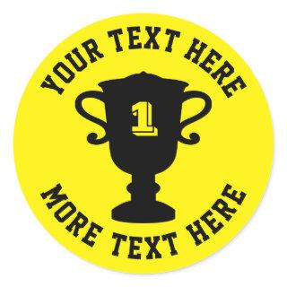 Custom trophy cup 1st place prize award classic round sticker