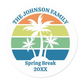 Custom Tropical Island Party Palm Trees Classic Round Sticker
