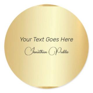 Custom Typography Script Template Faux Gold Classic Round Sticker