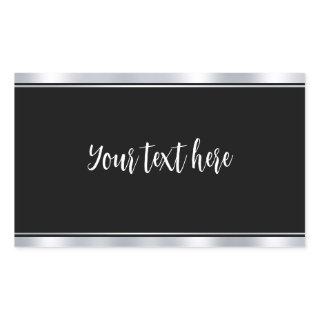 Custom Typography Text Blank Template Faux Silver Rectangular Sticker