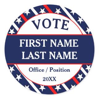 Custom USA Vote Campaign  Classic Round Sticker