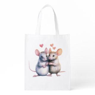 Custom Valentine Mouse Couple Gift & Reusable  Grocery Bag