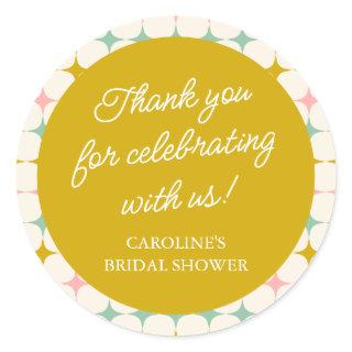 Custom Vintage Geometric Pastel Thank You Classic Round Sticker