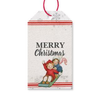 Custom Vintage Sledding Children Christmas Gift Tags