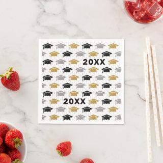 Custom Year Graduation Cap Trio Pattern  Napkins