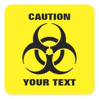 Custom Yellow Biohazard Symbol Warning Sign Square Sticker