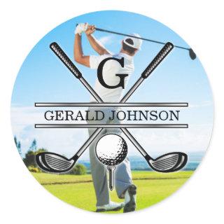Custom Your Image Golf Monogram Design Classic Round Sticker