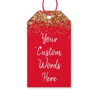 Custom Your Text Here Personalized Red Gold White Gift Tags
