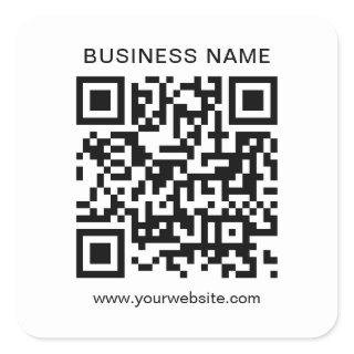 Customer Minimalistic Business QR Code Black White Square Sticker