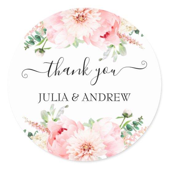 Customer-specific "Thank you!" floral, beautiful Classic Round Sticker