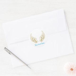 CUSTOMIZABLE ANGEL WINGS ROUND STICKER