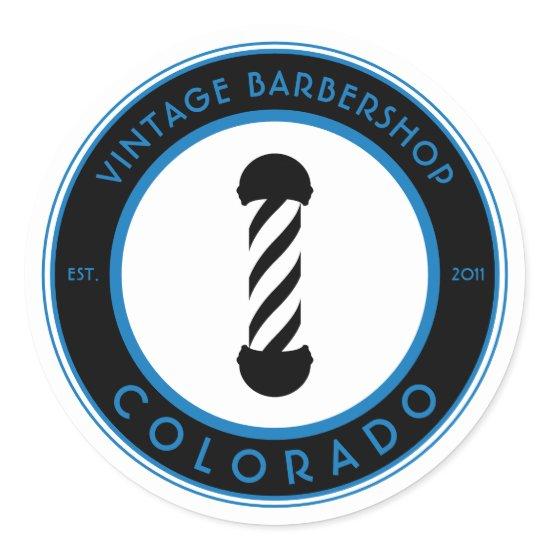 customizable barbershop pole classic round sticker