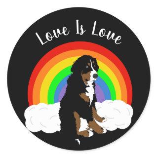 Customizable Bernese Mountain Dog Gay Pride Classic Round Sticker