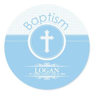 Customizable, Blue Boy Child of God Baptism Classic Round Sticker