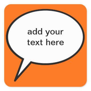 customizable cartoon speech balloon square sticker