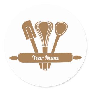 Customizable caterer cook baker classic round sticker
