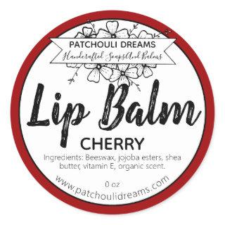 Customizable Cherry Lip Balm Label Handmade